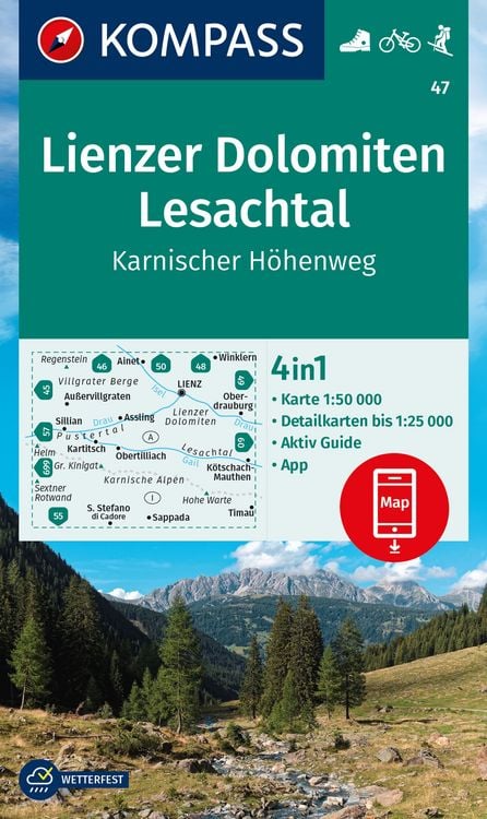 Produktbild: KOMPASS Wanderkarte 47 Lienzer Dolomiten, Lesachtal, Karnisc