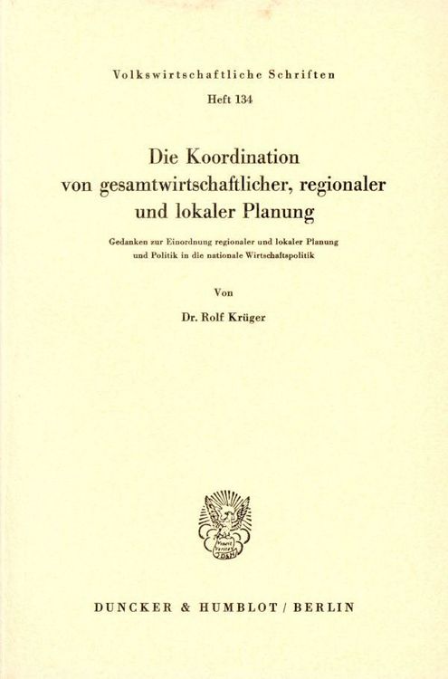 Produktbild: Die Koordination von gesamtwirtschaftlicher, regionaler und lokaler Planung.
