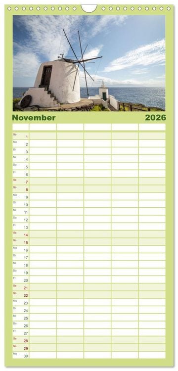 Produktbild: Familienplaner 2026 - Azoren Landschaften - Flores und Corvo mit 5 Spalten (Wandkalender, 21 x 45 cm) CALVENDO