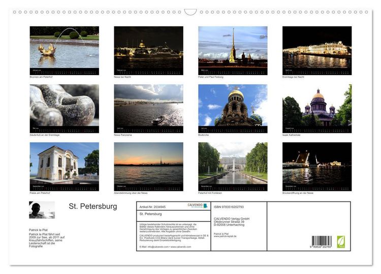 Produktbild: St. Petersburg (Wandkalender 2026 DIN A2 quer), CALVENDO Monatskalender