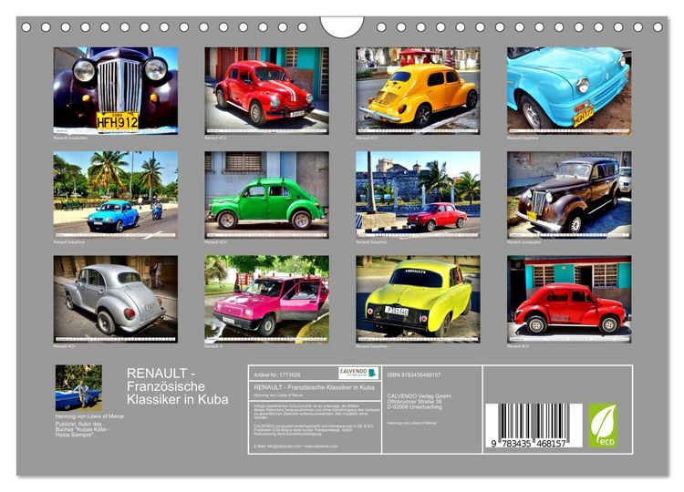 Produktbild: RENAULT - Franz&ouml;sische Klassiker in Kuba (Wandkalender 2025 DIN A4 quer), CALVENDO Monatskalender