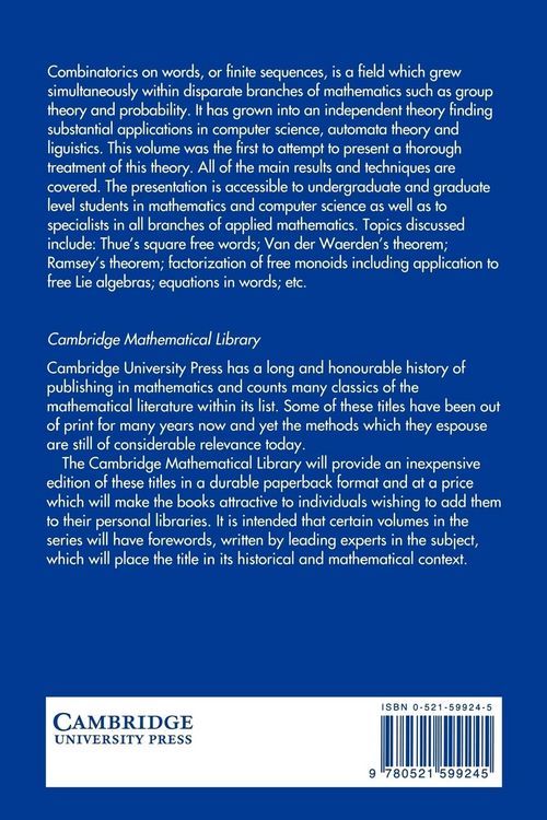 Produktbild: Combinatorics on Words