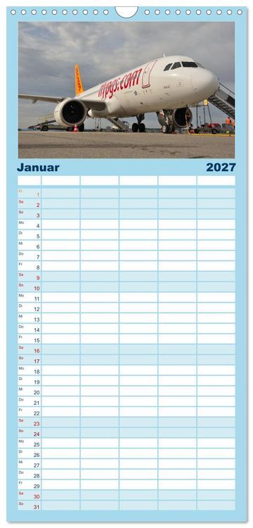 Produktbild: Familienplaner 2027 - Ein Jahr in der Welt der Luftfahrt mit 5 Spalten (Wandkalender, 21 x 45 cm) CALVENDO
