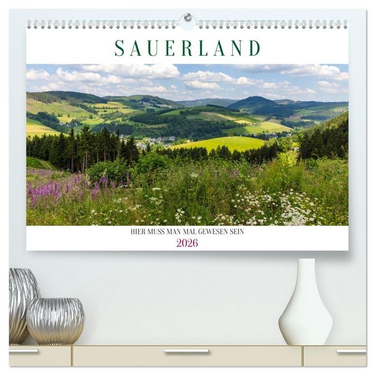 Produktbild: Sauerland - hier muss man mal gewesen sein (hochwertiger Premium Wandkalender 2026 DIN A2 quer), Kunstdruck in Hochglanz