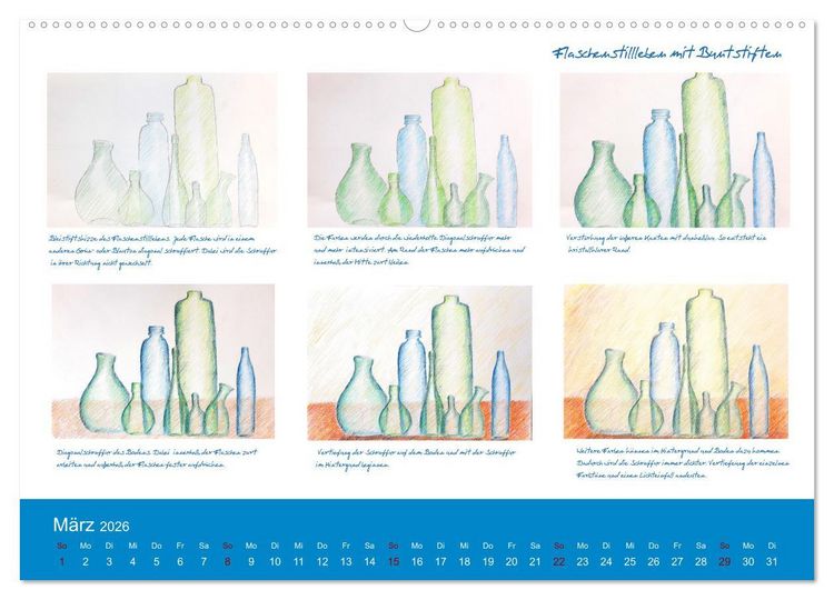 Produktbild: Voller Freude mit Malen durch das Jahr! 12 ausf&uuml;hrliche Schritt-f&uuml;r-Schritt-Anleitungen (hochwertiger Premium Wandkalender 2026 DIN A2 quer), Kunstdruck in Hochglanz