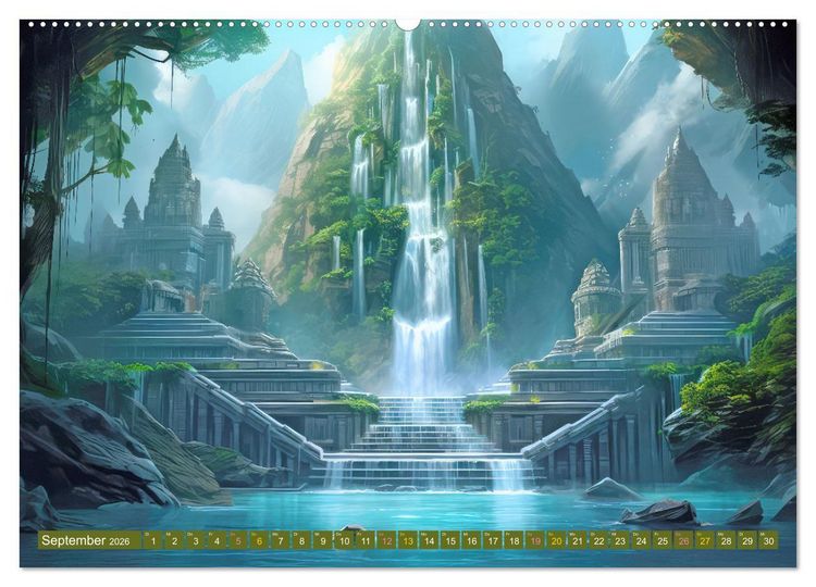 Produktbild: Ruinen versunkener Kulturen - Fantasiebilder (hochwertiger Premium Wandkalender 2026 DIN A2 quer), Kunstdruck in Hochglanz