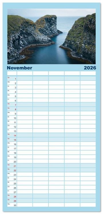 Produktbild: Familienplaner 2026 - Im Rhythmus der Wellen - Ein Jahr am Meer mit 5 Spalten (Wandkalender, 21 x 45 cm) CALVENDO