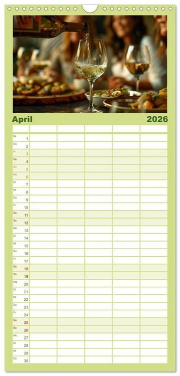 Produktbild: Familienplaner 2026 - Wein begeistert mit 5 Spalten (Wandkalender, 21 x 45 cm) CALVENDO