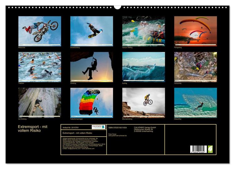 Produktbild: Extremsport - mit vollem Risiko (Wandkalender 2026 DIN A2 quer), CALVENDO Monatskalender