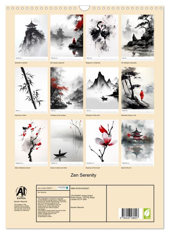 Produktbild: Zen Serenity (Wall Calendar 2026 DIN A3 portrait), CALVENDO 12 Month Wall Calendar