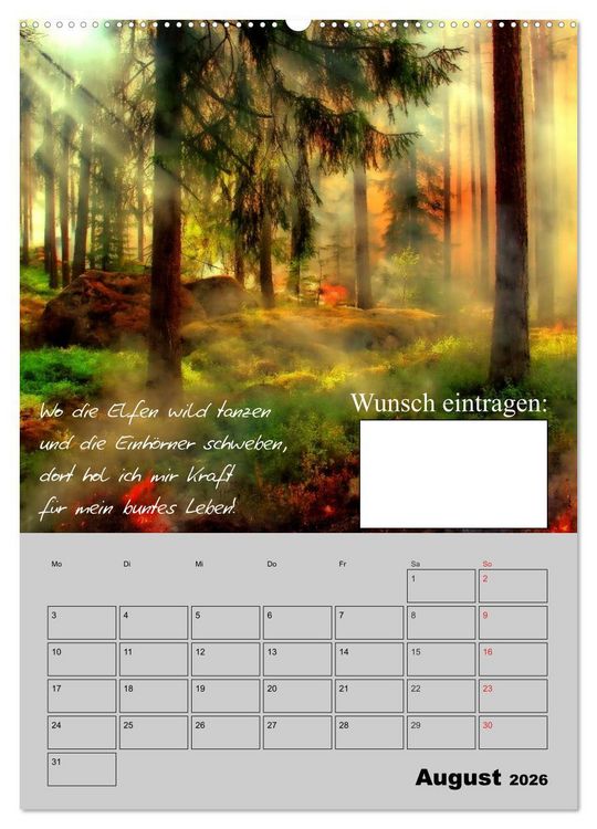 Produktbild: Wunsch- und Zauberkalender (hochwertiger Premium Wandkalender 2026 DIN A2 hoch), Kunstdruck in Hochglanz