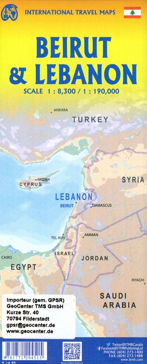 Produktbild: ITM Map Lebanon - Beirut 1:190000