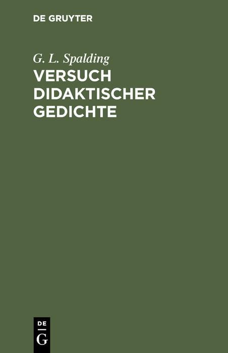 Produktbild: Versuch didaktischer Gedichte