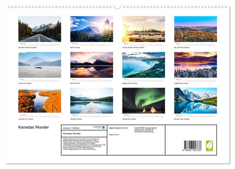 Produktbild: Kanadas Wunder (hochwertiger Premium Wandkalender 2026 DIN A2 quer), Kunstdruck in Hochglanz