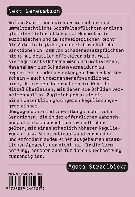Produktbild: Haftung f&uuml;r Sorgfaltspflichten in Lieferketten: Analyse nach Schweizer Recht und EU-Recht