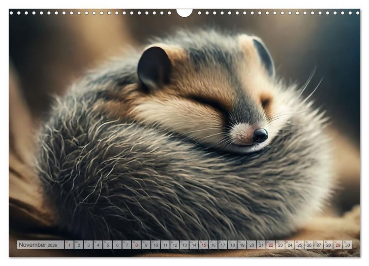 Produktbild: Traumhafte Ruhe - Ein Jahr mit s&uuml;&szlig;en Schlafm&uuml;tzen (Wandkalender 2026 DIN A3 quer), CALVENDO Monatskalender