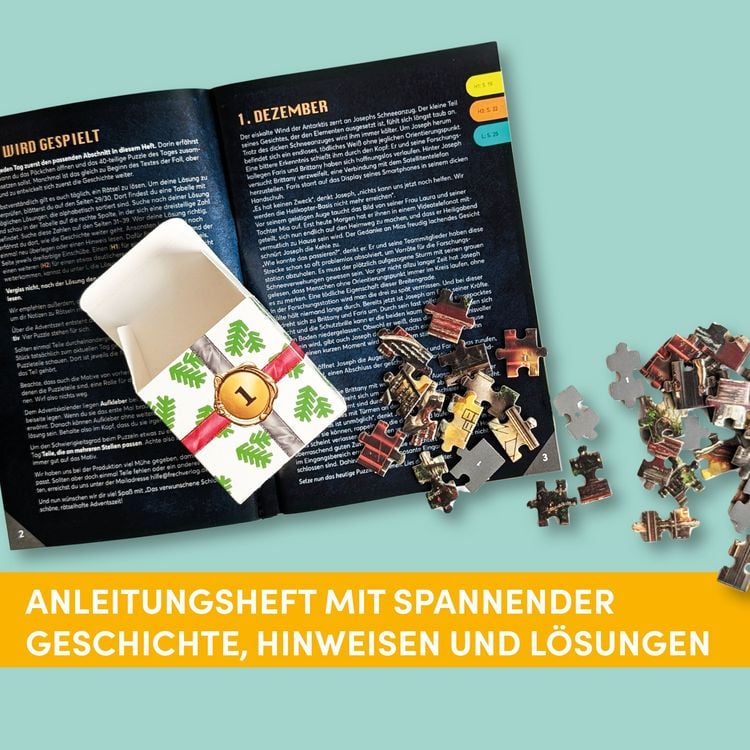 Produktbild: Puzzle-R&auml;tsel-Adventskalender: Das verwunschene Schloss &ndash; 24 Puzzles mit insgesamt 960 Teilen