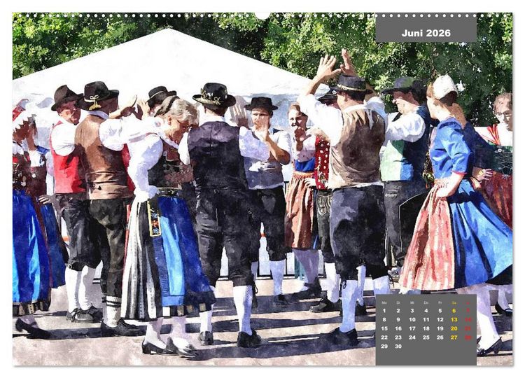 Produktbild: Heimatliches Bayern in Aquarell (hochwertiger Premium Wandkalender 2026 DIN A2 quer), Kunstdruck in Hochglanz