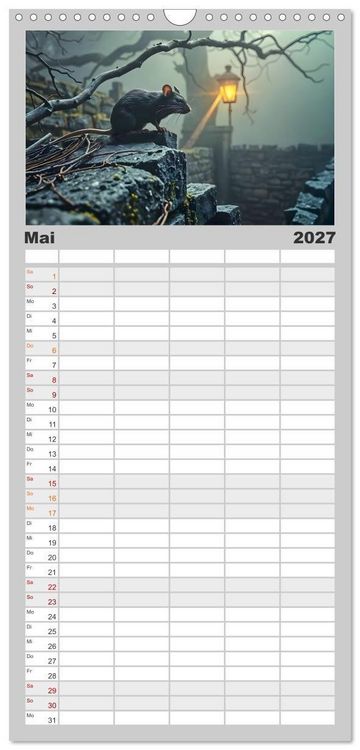 Produktbild: Familienplaner 2027 - Schattenkuss - Tiere in den Armen der Nacht mit 5 Spalten (Wandkalender, 21 x 45 cm) CALVENDO