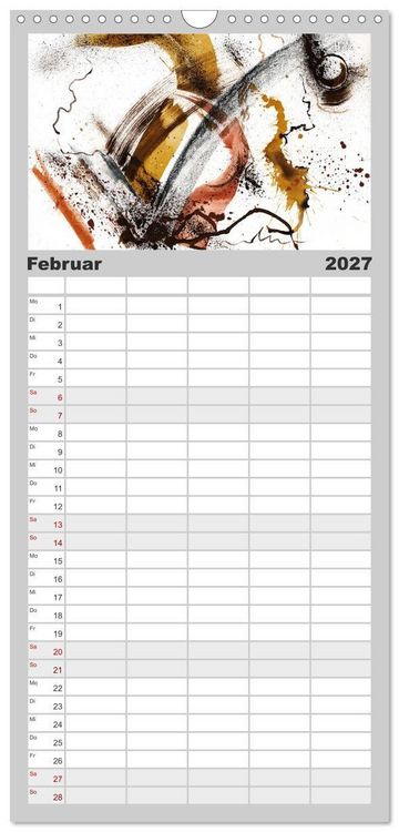 Produktbild: Familienplaner 2027 - Abstrakte Aquarelle mit 5 Spalten (Wandkalender, 21 x 45 cm) CALVENDO