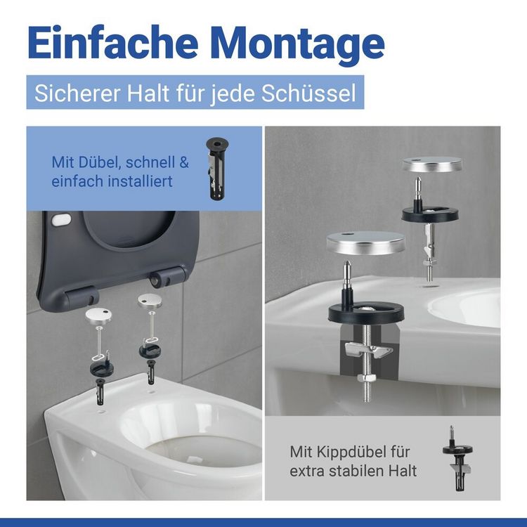 Produktbild: WC Sitz Mod. Sedilo Grau matt, Toilettendeckel in D-Form mit Absenkautomatik