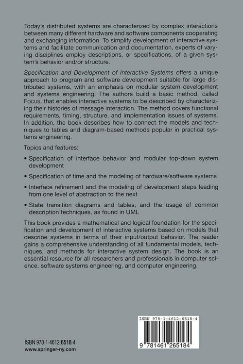 Produktbild: Specification and Development of Interactive Systems