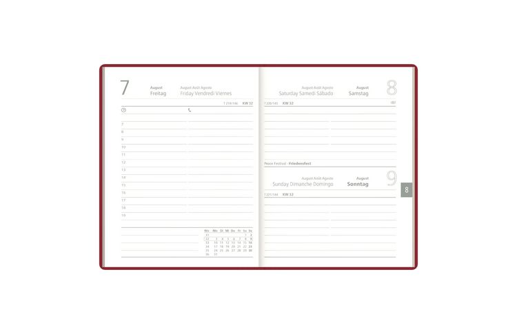 Produktbild: Taschenkalender 1T/1S bordeaux 2027
