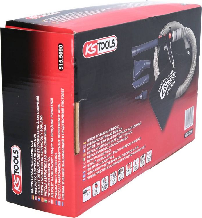 Produktbild: KS Tools 515.5090 Druckluft-Saug-Blaspistole 6.3 bar