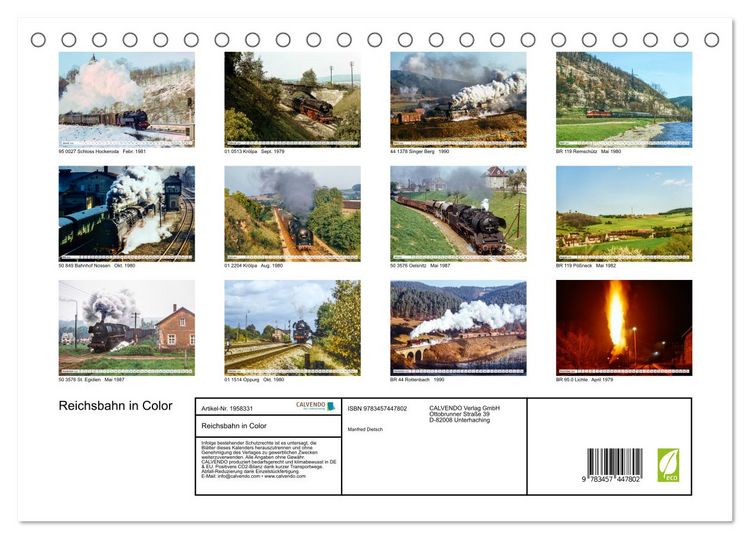 Produktbild: Reichsbahn in Color (Tischkalender 2026 DIN A5 quer), CALVENDO Monatskalender