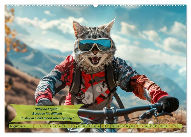 Produktbild: Funny charming animals on a bicycle (High Quality Premium Wall Calendar 2026 DIN A2 landscape),CALVENDO 12 Month Wall Calendar