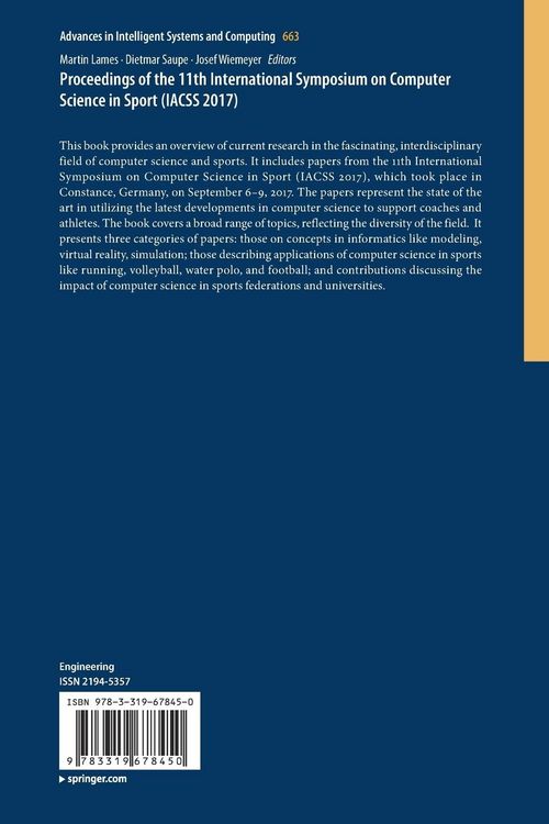 Produktbild: Proceedings of the 11th International Symposium on Computer Science in Sport (IACSS 2017)