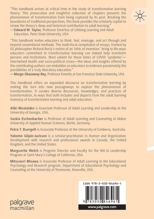 Produktbild: The Palgrave Handbook of Learning for Transformation