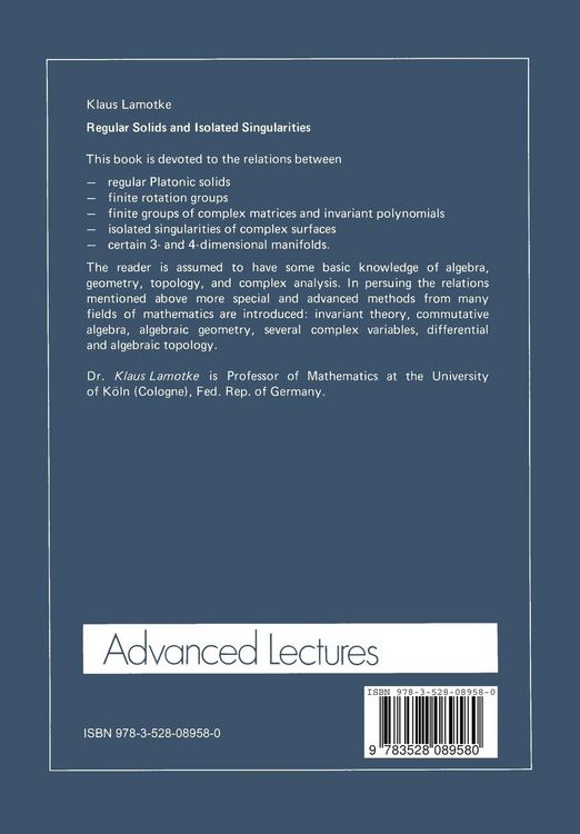 Produktbild: Regular Solids and Isolated Singularities