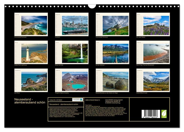 Produktbild: Neuseeland - atemberaubend sch&ouml;n (Wandkalender 2026 DIN A3 quer), CALVENDO Monatskalender