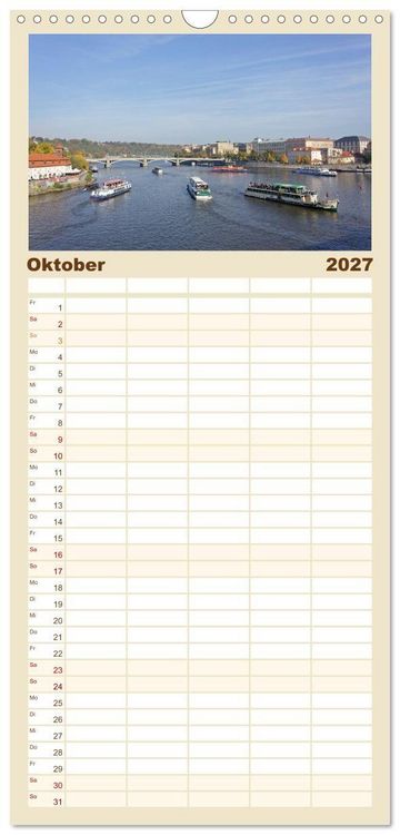 Produktbild: Familienplaner 2027 - Goldenes Prag mit 5 Spalten (Wandkalender, 21 x 45 cm) CALVENDO