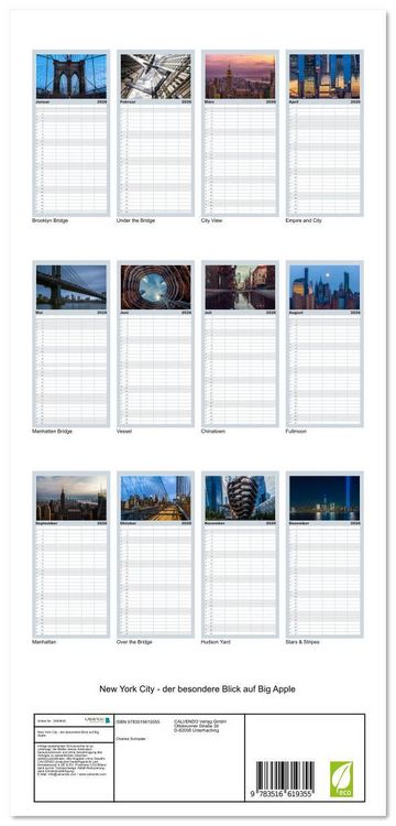 Produktbild: Familienplaner 2026 - New York City - der besondere Blick auf Big Apple mit 5 Spalten (Wandkalender, 21 x 45 cm) CALVENDO