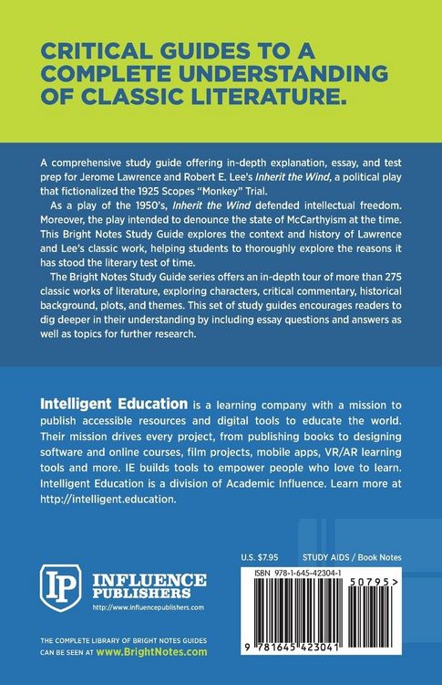 Produktbild: Study Guide to Inherit the Wind by Jerome Lawrence and Robert E. Lee