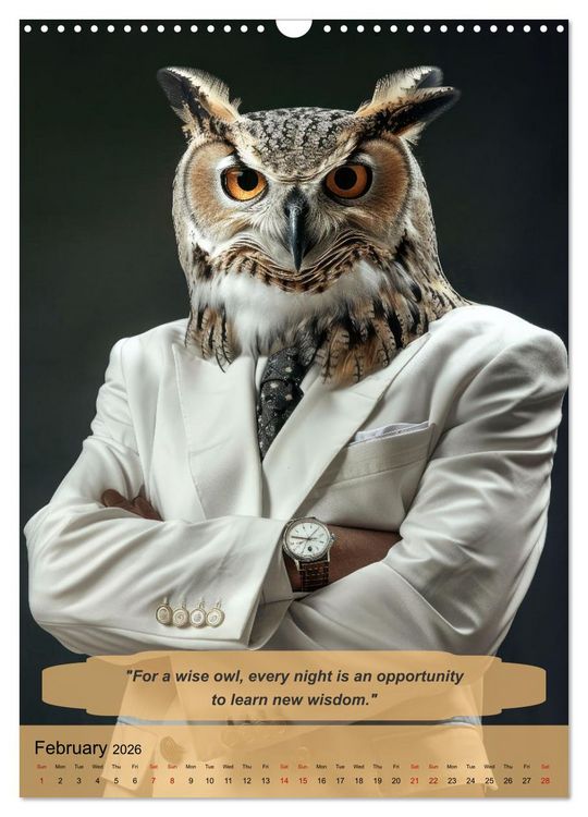 Produktbild: Funny manager wisdom from animals (Wall Calendar 2026 DIN A3 portrait), CALVENDO 12 Month Wall Calendar