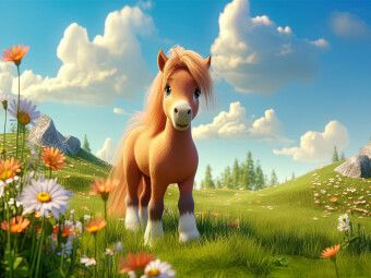 Produktbild: CALVENDO Puzzle Pony Sarah auf der Fr&uuml;hlingswiese | 1000 Teile Lege-Gr&ouml;&szlig;e 64x48cm Foto-Puzzle f&uuml;r gl&uuml;ckliche Stunden