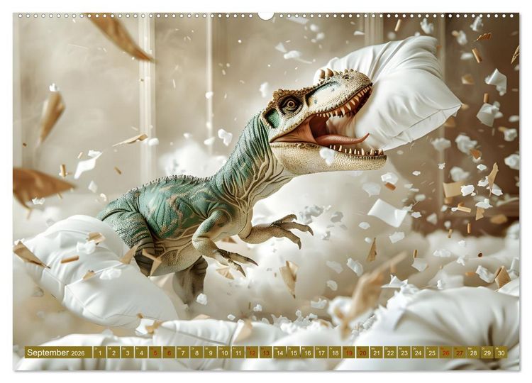Produktbild: Wie w&auml;re es mit einem Dinosaurier als Haustier? (hochwertiger Premium Wandkalender 2026 DIN A2 quer), Kunstdruck in Hochglanz