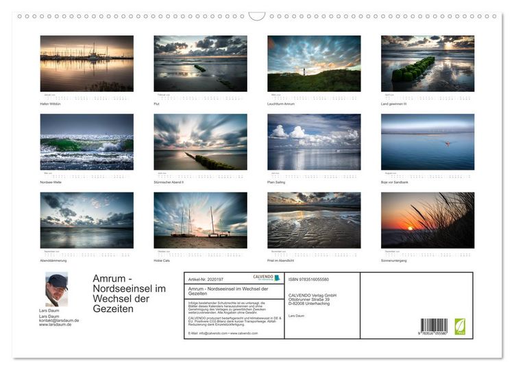 Produktbild: Amrum - Nordseeinsel im Wechsel der Gezeiten (Wandkalender 2026 DIN A2 quer), CALVENDO Monatskalender