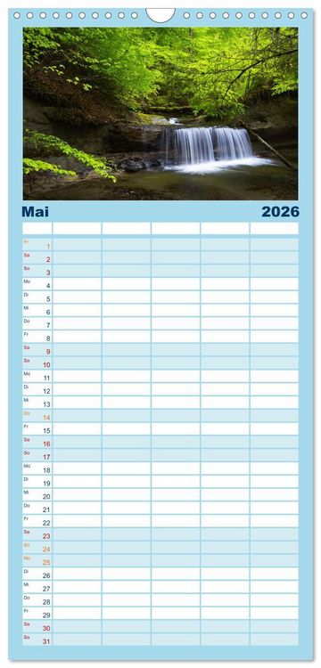 Produktbild: Familienplaner 2026 - Waldb&auml;che - Im Wandel der Jahreszeiten mit 5 Spalten (Wandkalender, 21 x 45 cm) CALVENDO