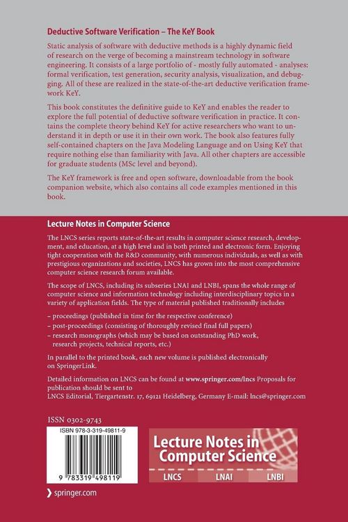 Produktbild: Deductive Software Verification &ndash; The KeY Book