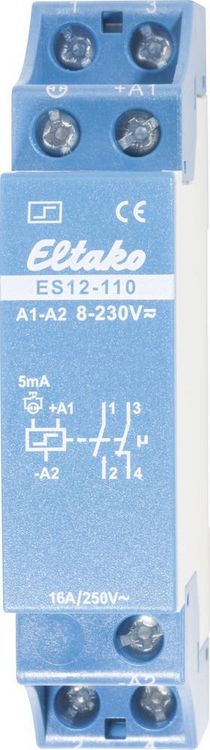 Produktbild: Stromsto&szlig;-Schalter Hutschiene Eltako ES12-110 1 Schlie&szlig;er, 1 &Ouml;ffner 230 V/DC, 230 V/AC 16 A 2000 W 1 St.