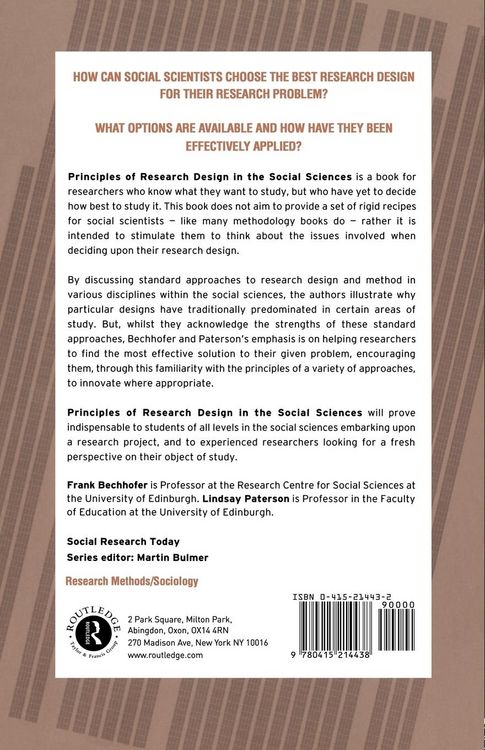 Produktbild: Principles of Research Design in the Social Sciences