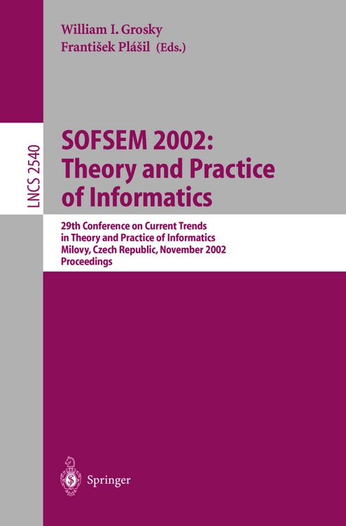 Produktbild: SOFSEM 2002: Theory and Practice of Informatics