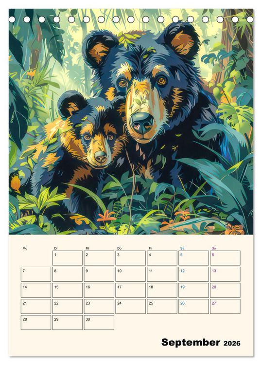 Produktbild: Dschungeltiere - Einzigartige Faszination (Tischkalender 2026 DIN A5 hoch), CALVENDO Monatskalender