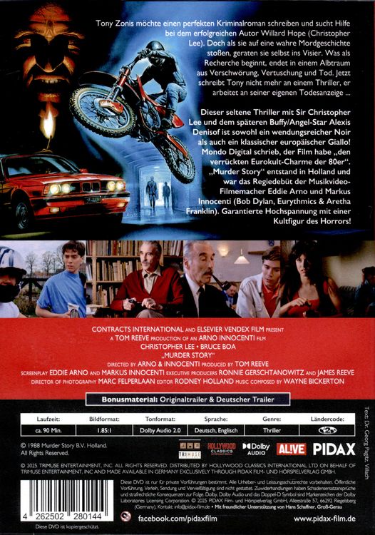 Produktbild: Murder Story - Ein t&ouml;dliches Geheimnis / Packender Eurokult-Thriller mit Sir Christopher Lee (Pidax Film-Klassiker)