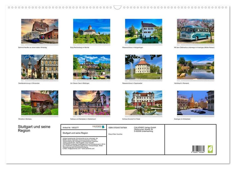 Produktbild: Stuttgart und seine Region (Wandkalender 2026 DIN A2 quer), CALVENDO Monatskalender