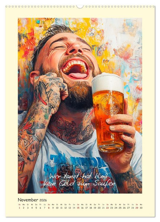 Produktbild: Bier, B&auml;uche, Spr&uuml;che. Spa&szlig; mit Hopfen und Malz (Wandkalender 2026 DIN A2 hoch), CALVENDO Monatskalender